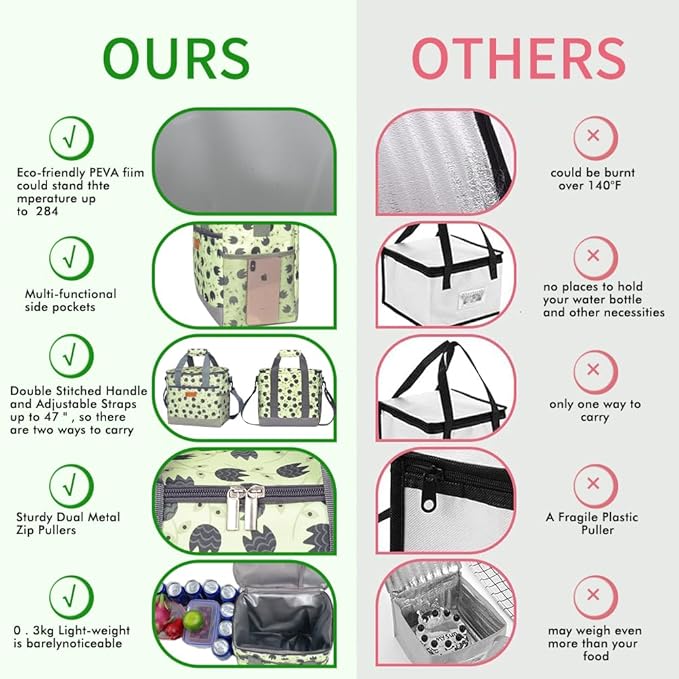 iknoe Large Cooler Bag Collapsible, 15L Insulated Bags, Leakproof Lunch Cooler Tote with Multi-Pockets for Adult, Insulated Lunch Box for Beach, Picnic,Work, Leaf 24-Can