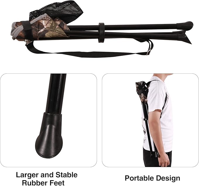 REDCAMP 2 Pack Folding Tripod Stools for Adults, Lightweight Portable Camping Stools for Blinds, Small Tripod Chairs for Fishing Backpacking Travel