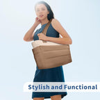 TOPDesign Puffer Tote Bag for Women, Lightweight Puffy Handbag with Compartments, Quilted Shoulder Bag for Work, Travel, Gym