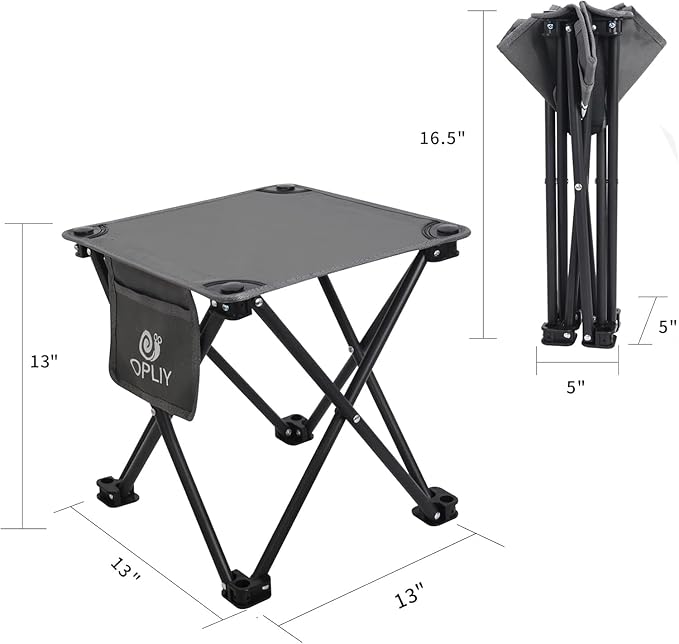 Opliy Camping Stool, Folding Small Chair Portable Camp Stool for Camping Fishing Hiking Gardening and Beach, Camping Seat with Carry Bag (Gray)