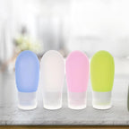 Travel Squeeze Bottles Set of 4-80ml Silicone Toiletry Containers for Travel Shampoo Conditioner Lotion - Portable Leakproof in White Green Blue and Pink for Tsa-approved Hand