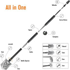 Sahara Sailor Survival Axe, Camping Folding Shovel with Hatchet with Large Shovel Head and 1.6-3.1 Ft Extented Handles, High Carbon Steel Survival Gear Equipment, Storage Bag Included