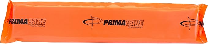 Primacare IS-5116 Padded Wood Splint with Vinyl Casing for Fractured Limbs, Full Arms, Legs, Universal Waterproof Medical Splints for First Aid and Emergency Support, 16", Orange