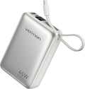 VENTION 45W Power Bank, CCC Certified 20000mAh with Built-in USB-C Cable, Fast Charging Travel Portable Charger with LED Digital Display for iPhone 17/16/15 Xiaomi Galaxy S26/S25 iPad Laptop(Beige)