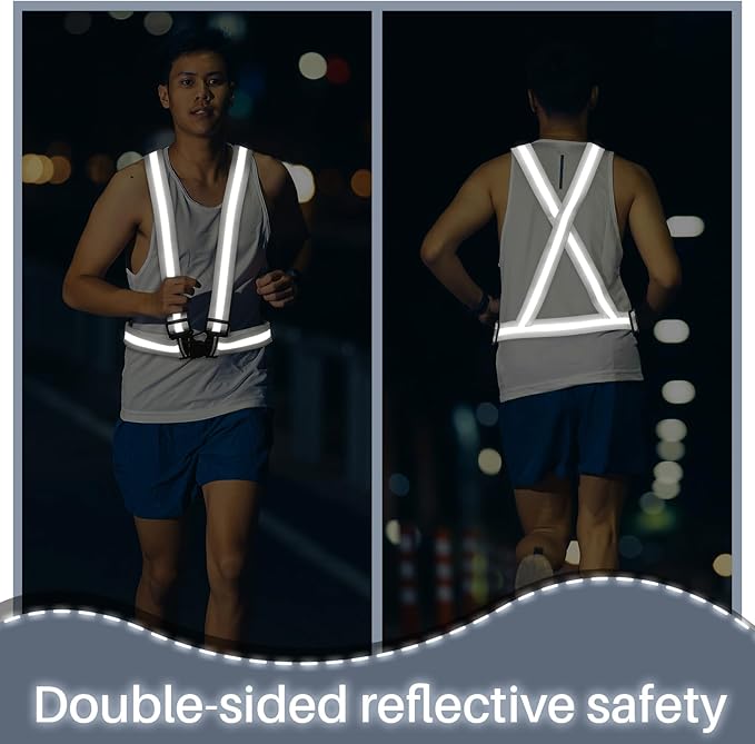 Hercicy Reflective Running Vest Reflective Running Shirt with Safety Straps High Visibility Construction Vest for Night Cycling Hiking Jogging Dog Walking