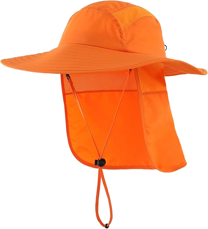 Home Prefer UPF 50+ Mens Wide Brim Fishing Hat with Neck Flap Sun Hat for Men Women Sun Protection Cap