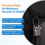 TSA Approved Cable Luggage Locks, Re-settable Combination with Alloy Body, Black 2 Locks.