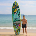 10'6"Inflatable Stand Up Paddle Board Ultra Portable-Lightweight & Stable|All-in-One Kit w/Aluminum Paddle, Dual-Action Pump & Backpack|Lakes & Oceans Ready for Family Recreation by Aquajourney