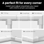 EVEO Cable Hider Wall - 153" Wall Cord Hider, Cable Concealer, Wire Covers for Cords - Wall Cable Hider and Cable Raceway for TV Cord Hider Wire Cover - 10X (L16 x W0.95 x H0.5) - Medium | White