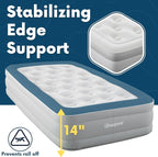 Beautyrest Skyrise Twin Size Air Mattress with Coil Beam Construction, Edge Support with External Pump and Puncture Resistant Vinyl for Guests and Camping