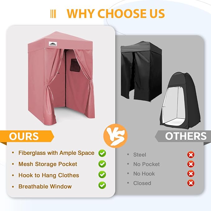 EAGLE PEAK Flex Ultra Compact 4x4 Pop-up Canopy, Sun Shelter, Changing Room, Portable Privacy Canopy Cabana for Pool, Fashion Photoshoots, or Camping, Pink