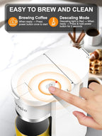 Slim Single Serve Coffee Maker, Fast Brew for K-Cup & Ground Coffee Small One Cup Coffee Maker, 6-12 Oz Brew Sizes, Coffee Machine with Descaling Reminder and Water Window,White