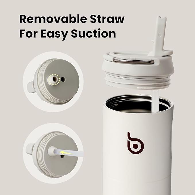 BOTTLE BOTTLE Insulated Water Bottle 24oz with Straw Lid and Handle for Sports Travel Gym Stainless Steel Water Bottles Double-Wall Vacuum Metal Leak Proof BPA-Free