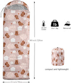 AILONEN Pink Lovely Rabbit Sleeping Bag for Girls Kids Adults,Warm and Cool Weather,Lightweight,Waterproof Backpacking,Cartoon Flowers Printed Bunny Sleeping Bag for Camping