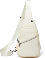 7L Sling Bag For Women Faux Leather Anti Theft Small Casual Daypack Backpack Fanny Pack Crossbody Chest Bags Purse Waterproof Coffee Beige