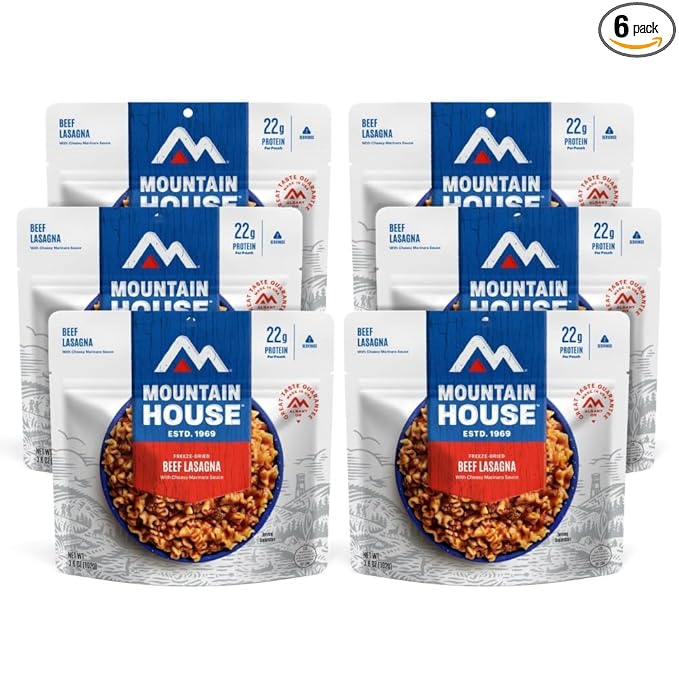 Mountain House Beef Lasagna FreezeDried Food for Camping, 12 Servings, 30Year ShelfLife