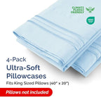 Pillowcases - Ultra Soft Hotel Quality Pillowcase Covers - Comfy, Cozy & Wrinkle Free - Shrinkage and Fade Resistant - Machine Washable Pillow Protectors - (King, Sky Blue, 4 Piece Set)