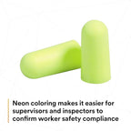 3M Ear Plugs, E-A-Rsoft Yellow Neons 315-1250, 200 Pair of Disposable Earplugs, Pairs Individually Wrapped, Regular Size, Uncorded, 33 NRR, Tapered Cylinder Shape, Slow Recovery Foam