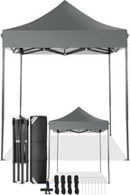 COBIZI 6.6x6.6 Pop Up Canopy Without Sidewall,Heavy Duty Canopy UPF 50+ All Season Wind Waterproof Commercial Outdoor Party Tents for Parties Canopy Gazebo with Storage Bag(6.6 x 6.6 ft Gray)