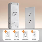 Surge Protector Outlet Extender- 4 USB Wall Charger (2 USB C) 4.5A Total, Wall Plug Splitter with 6 AC Electrical Power Expander, Spaced for Travel Home Office, White
