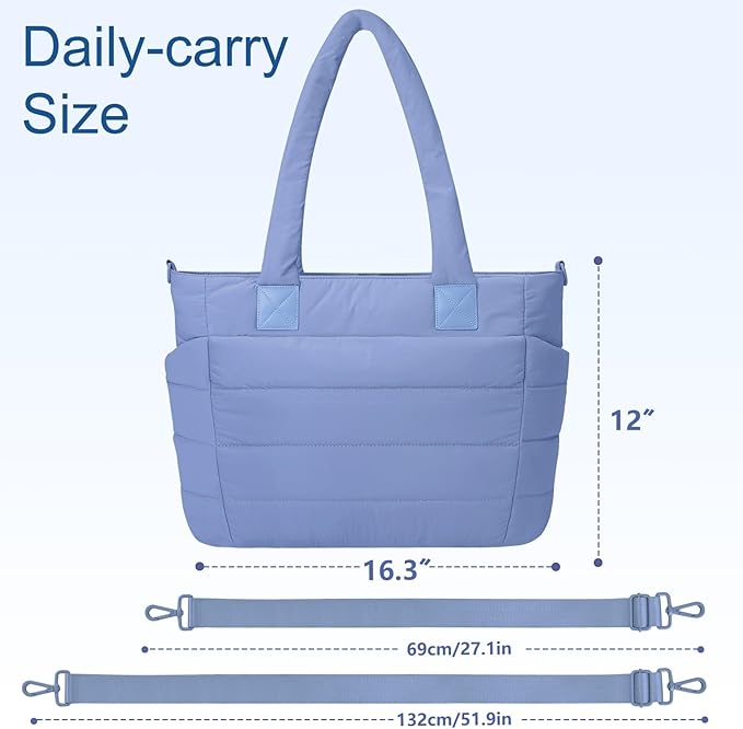 Tote Bag for Women Puffer Work Tote Handbag Large Quilted Nurse Bag with Zipper for Travel