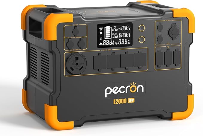 pecron Portable Power Station E2000LFP, 1920Wh Power Station 5X2000W AC Outlets, LiFePO4 Battery Backup Expandable to 8064Wh, 1200W Max Solar Input Solar Generator for Home, Camping, RV, Emergency