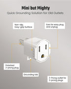 2 Prong to 3 Prong Outlet Adapter, SUPERDANNY ETL Listed 3-2 Prong Adapter, Fire-Retardant (392℉) PBT Material, Heavy Duty Wall Plug Adapter for Old Homes, Travel to Japan (Ivory White (2-Pack))