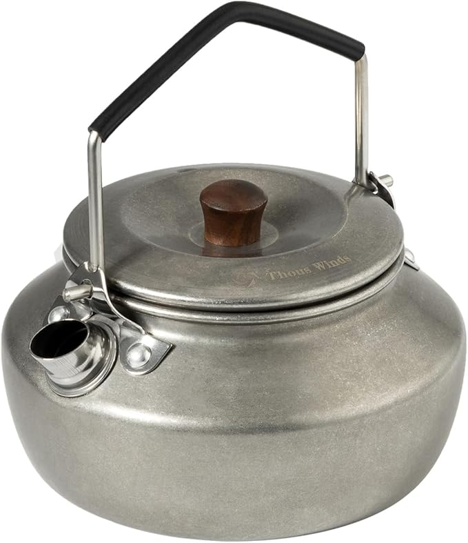 0.6 Liter Lightweight Stainless Steel Camping Kettle Portable Camp Tea Pot, Outdoor Campfire Use, Retro Silver
