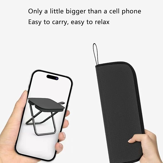 SNZ Portable Folding Camping Stool - Lightweight Folding Stool Chair, Portable Collapsible Seat with 250lbs Capacity - Mini Travel Chair for Camping, Hiking, Fishing & Outdoor Events (Black)