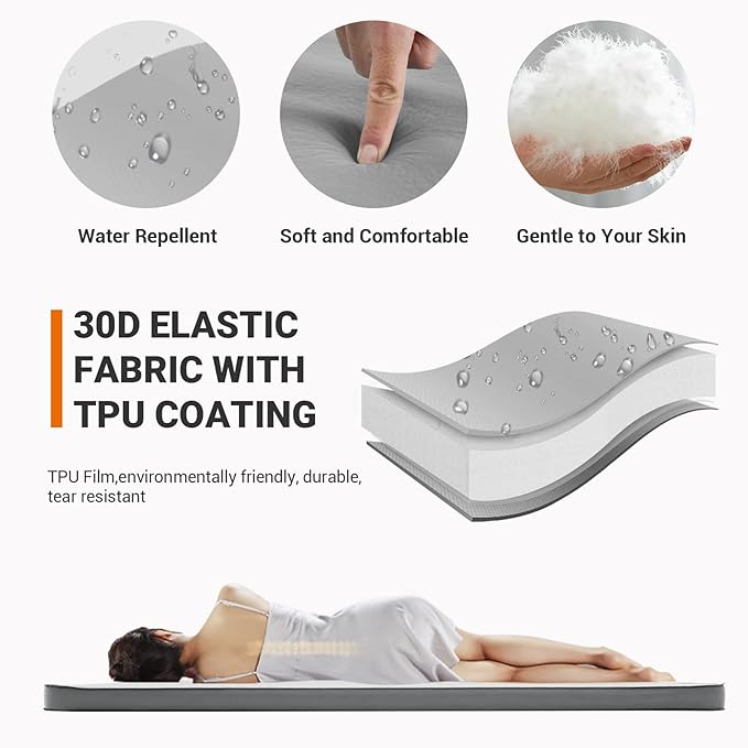 KingCamp Self Inflating Camping Pad, Ultra 6" Thick or Ideal 3" Thcik High R Value Air & Foam Camping Mattress, Full Size Double Sleeping Pad 2 Person for Camp Tent Outdoor Car, Multi Colors, PVC Free