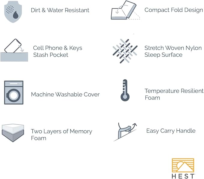 HEST Dually - Portable Camping Mattress, Enhanced Memory Foam, Double Mattress, Sleeps Two