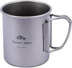 iClimb Titanium Cup Camping Coffee Mug Ultralight Compact with Foldable Handle (300ml)