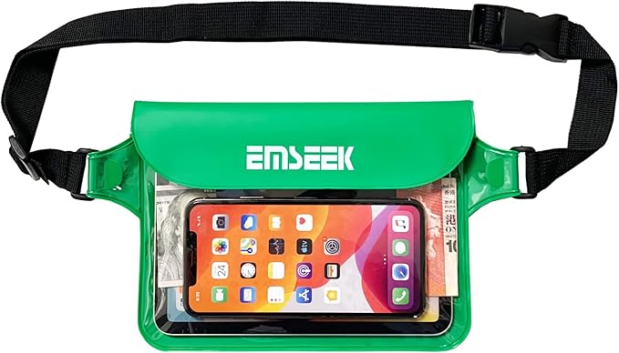 Waterproof Waist Pouch Dry Belt Bag Fanny Pack Keep Your Key Fob Wallet Kindle Phone Dry Perfect For Swim Surf Snorkel(Green)