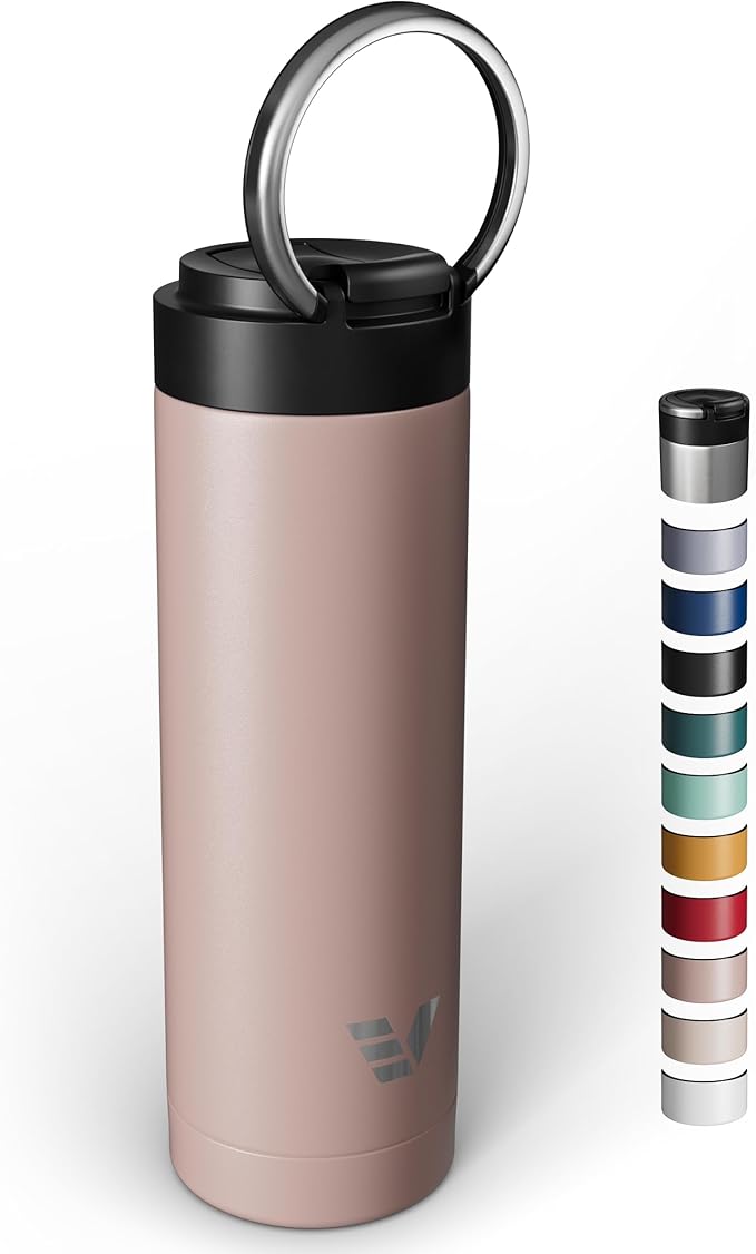 Maxi Stainless Steel Water Bottle 26oz - Double wall vacuum insulated | Integrated carry handle | leak proof flip top lid | Lightweight & stylish - Rose Pink