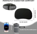AIRSPIRIT Ultralight Camping Pillow Inflatable with Removable Washable Cover, Compact Travel Pillow for Neck Support, Hiking, Backpacking, Office, Airplane, Car & Beach - Adjustable Firmness (Black)