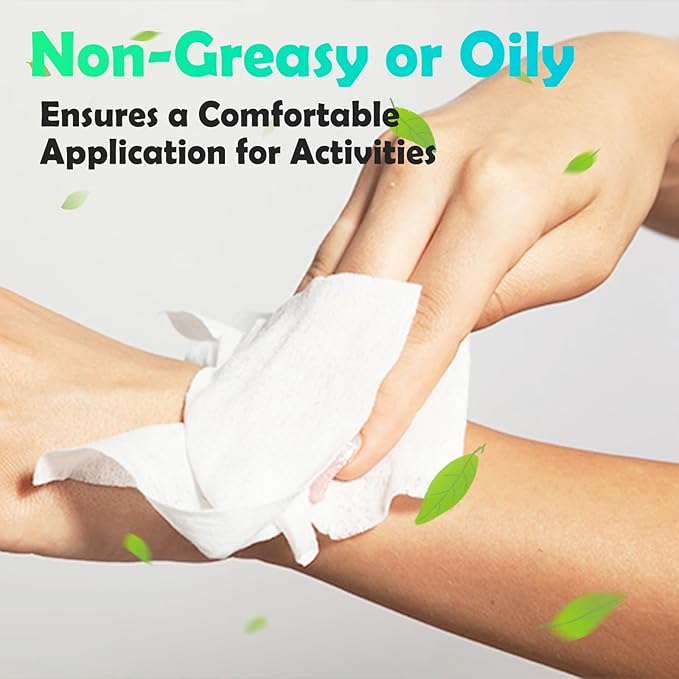 Natural Mosquito Repellent Wipes, DEET Free Insect & Bug Repellent Wipes, Easy to Use, Long Lasting, Travel Sized