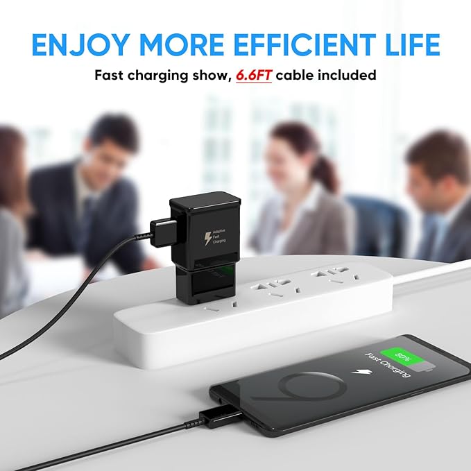 Type C Charger Fast Charging, 2 Pack USB C Android Phone Wall Charger Block & 6.6ft Charge Cable Cord, for Samsung Galaxy S8/ S9/ S10 Plus Active S10e, S20/ S21 Ultra Plus, Note 8 9 10, Pixel 3 4 etc