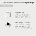 Intex 64102E Dura-Beam Standard Single-High Air Mattress: Fiber-Tech – Full Size – 10in Bed Height – 600lb Weight Capacity – Pump Sold Separately