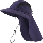 Home Prefer UPF 50+ Sun Hats for Men Women Wide Brim Fishing Hat with Neck Flap UV Protection Sunblock Safari Bucket Hat