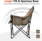 Overmont Oversized XL Camping Chair for Adults - 400lbs Support Heavy-Duty Padded Folding Chair with Side Pocket Cup Holder Cooling Bag for Outdoor Sports Garden Beach Fishing Lawn Khaki