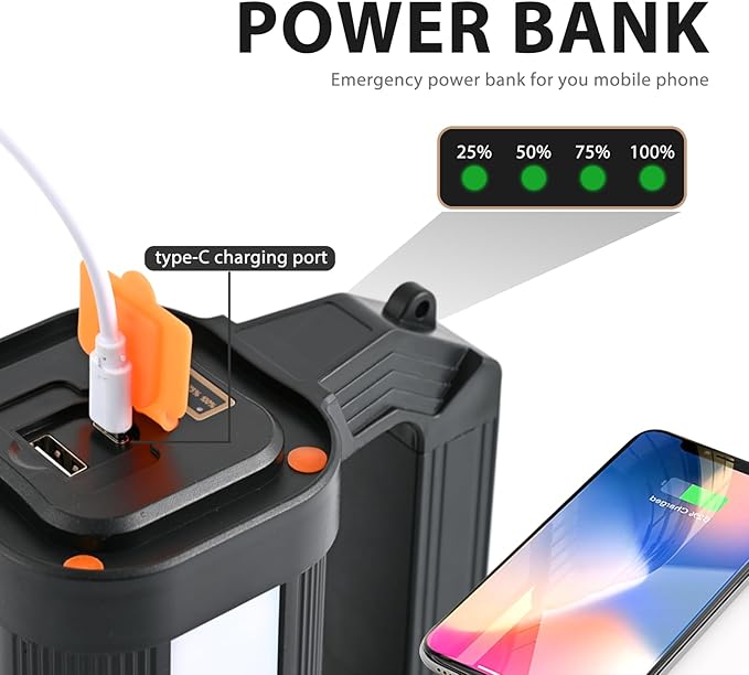 Rechargeable Spotlight Flashlight 15000 Lumen Handheld Spotlight 10800mah LED Big Searchlight Twin Side Flood Light for During Hurricane Emergency Outages Hunting Hiking Boating Camping Lantern