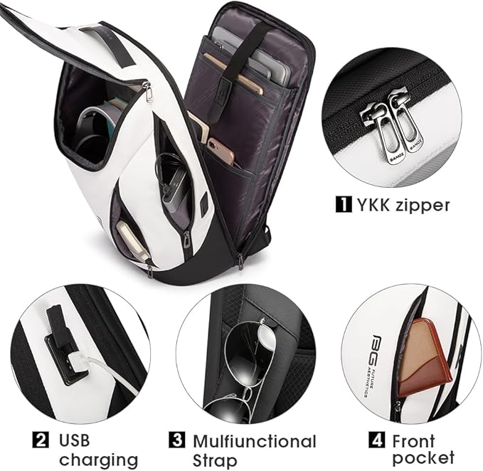 BANGE Business Smart Backpack Waterproof fit 15.6 Inch Laptop Backpack with USB Charging Port,Travel Durable Backpack