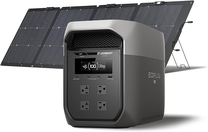 EF ECOFLOW Portable Power Station DELTA 3 MAX with 220W Bifacial Solar Panel, 3400W X-Boost Output, Ultra-Fast 0-80% Charging in 1.13 Hr, Home Backup & RV Camping