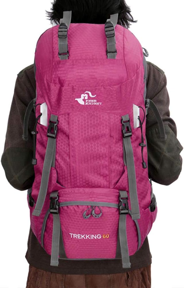 Bseash 60L Waterproof Hiking Camping Backpack with Rain Cover, Large Outdoor Sport Travel Daypack Rucksack for Climbing