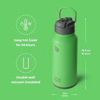 BOTTLE BOTTLE 32oz Insulated Water Bottle Stainless Steel Sport Water Bottle with Straw Dual-use Lid Design for Gym with Pill Box