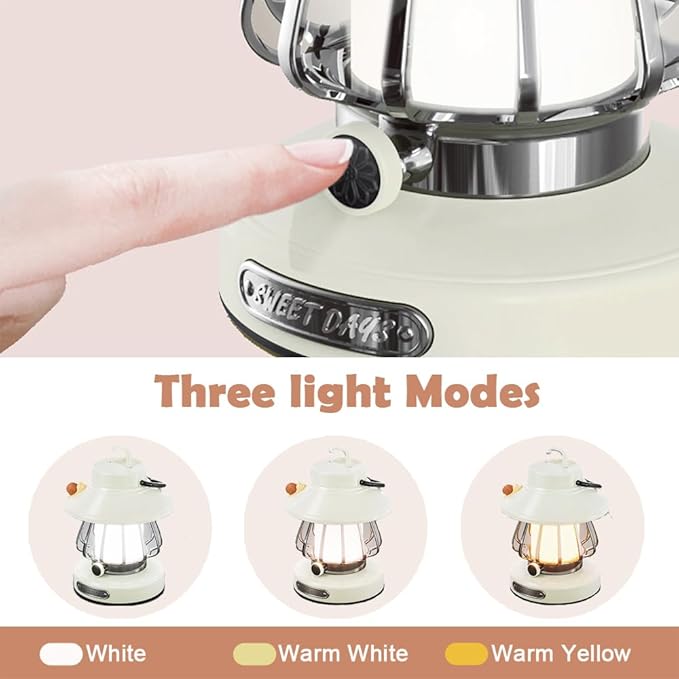 Camping Lantern for Kid Toddler Flashlight with Soft Light & Eye Protection Indoor Outdoor Hanging Tent Portable Night Light Battery Operated Sky Lanterns Rechargeable Lamp Gear Essentials Gift White