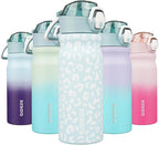 BJPKPK Insulated Water Bottle 18oz Stainless Steel Water Bottles With Straw And Carry Handle Double Wall Metal Thermo,Light Blue Leopard