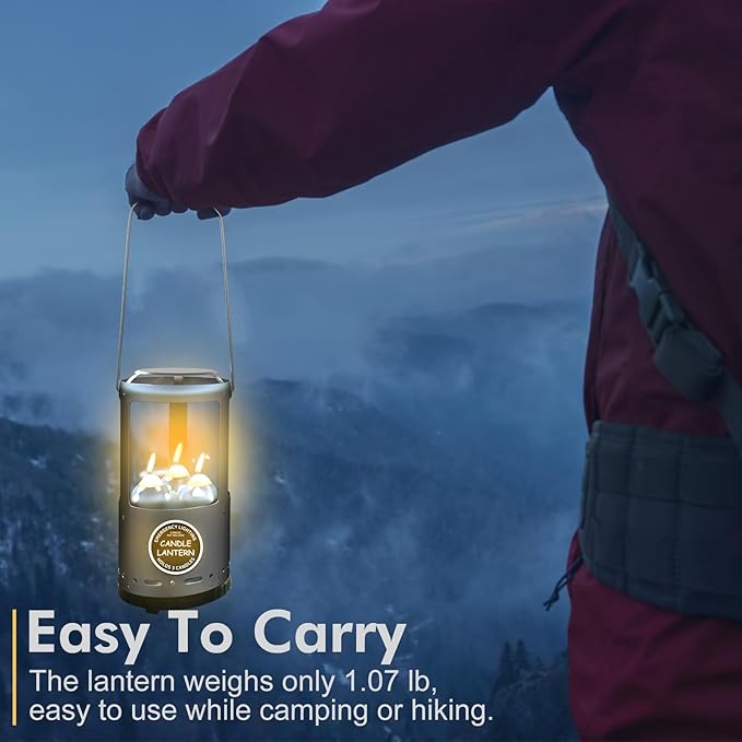 Candle Lantern, Camping Gear for Campers and Emergency Use, Without Candles (Silver)