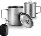 Titanium Pot with Lid, Lightweight Camping Pot with Foldable Handles, Portable Titanium Cooking Pot, Backpacking Pot Titanium Cookware with Carry Bag
