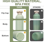 ASEVAT 13.5oz 4Pcs Green Plastic Refillable Travel Shampoo and Conditioner Bottles Plastic Refillable Travel Shampoo Bottles with Flip Cap Shampoo and Conditioner Dispenser